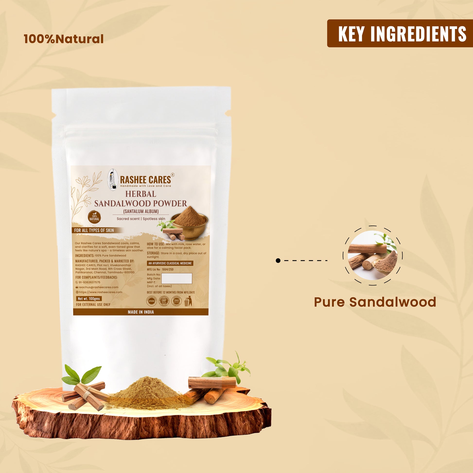 Rashee Cares Herbal Sandalwood Powder