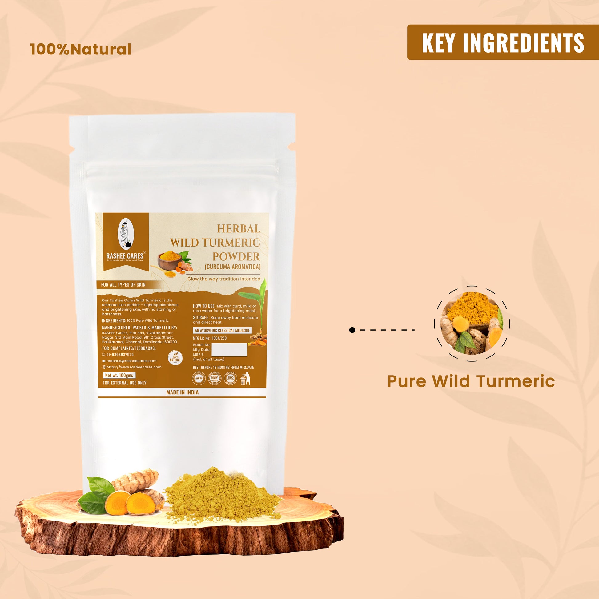 Rashee Cares Herbal Wild Turmeric Powder