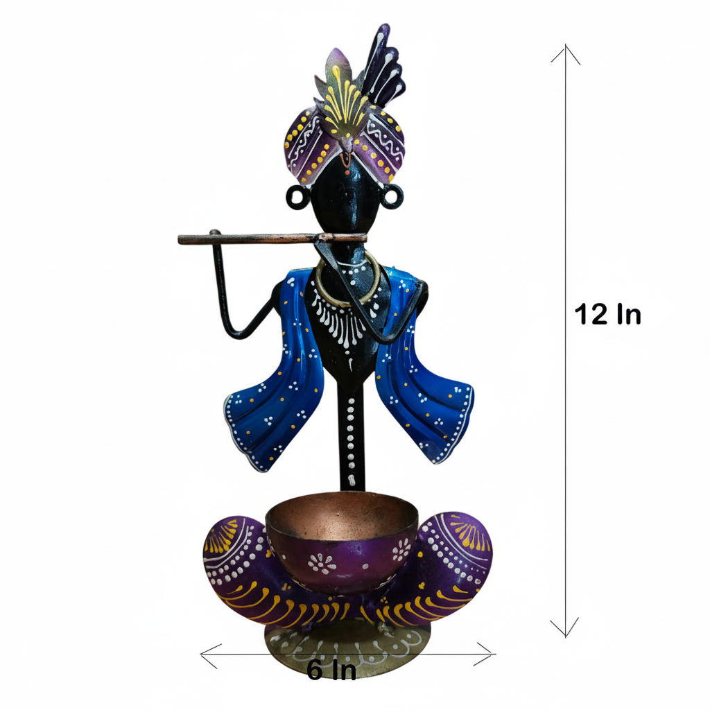 Krishna Candle Stand - Metal