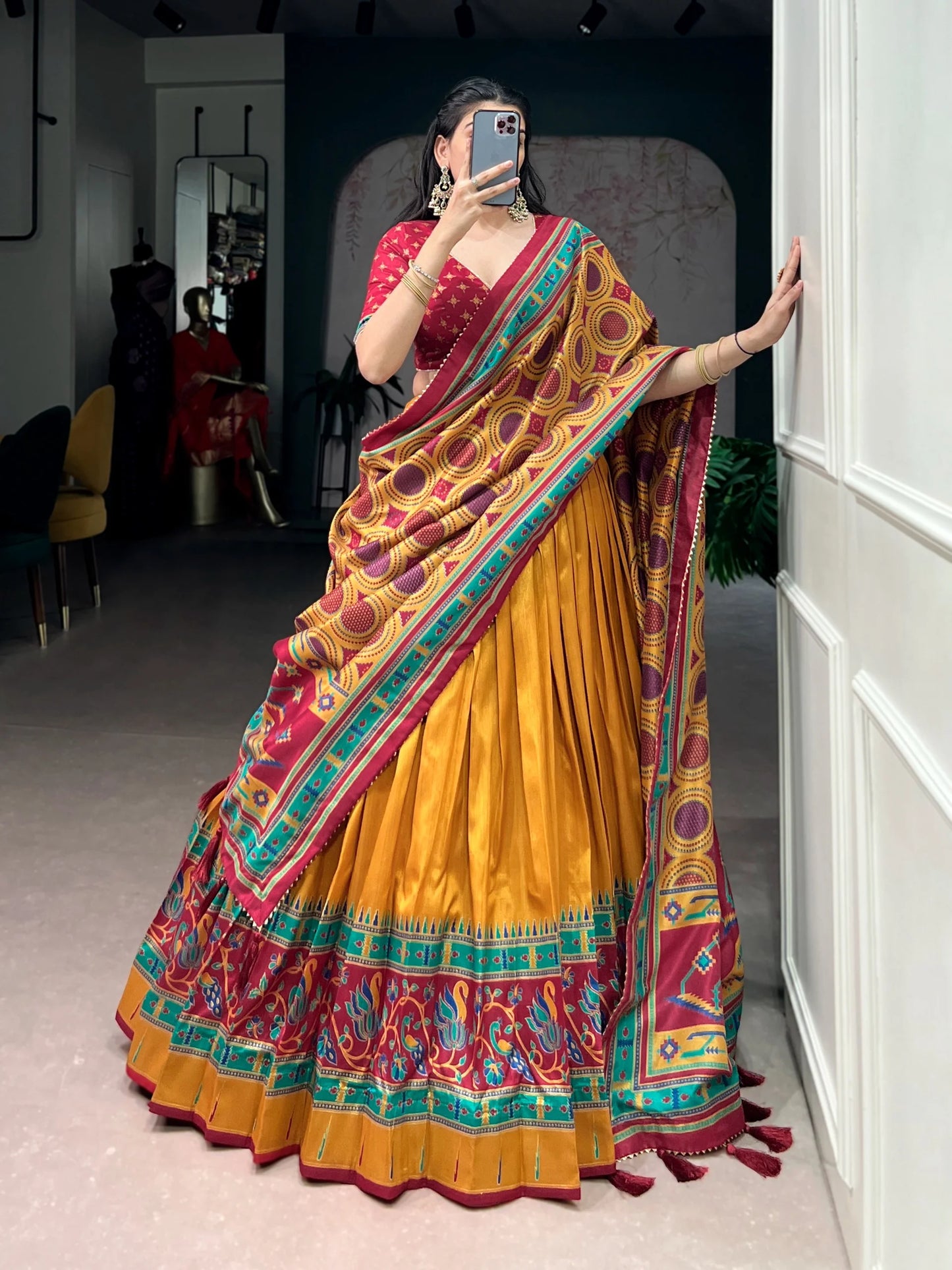 Elegant Tussar Silk Lehenga Choli Set