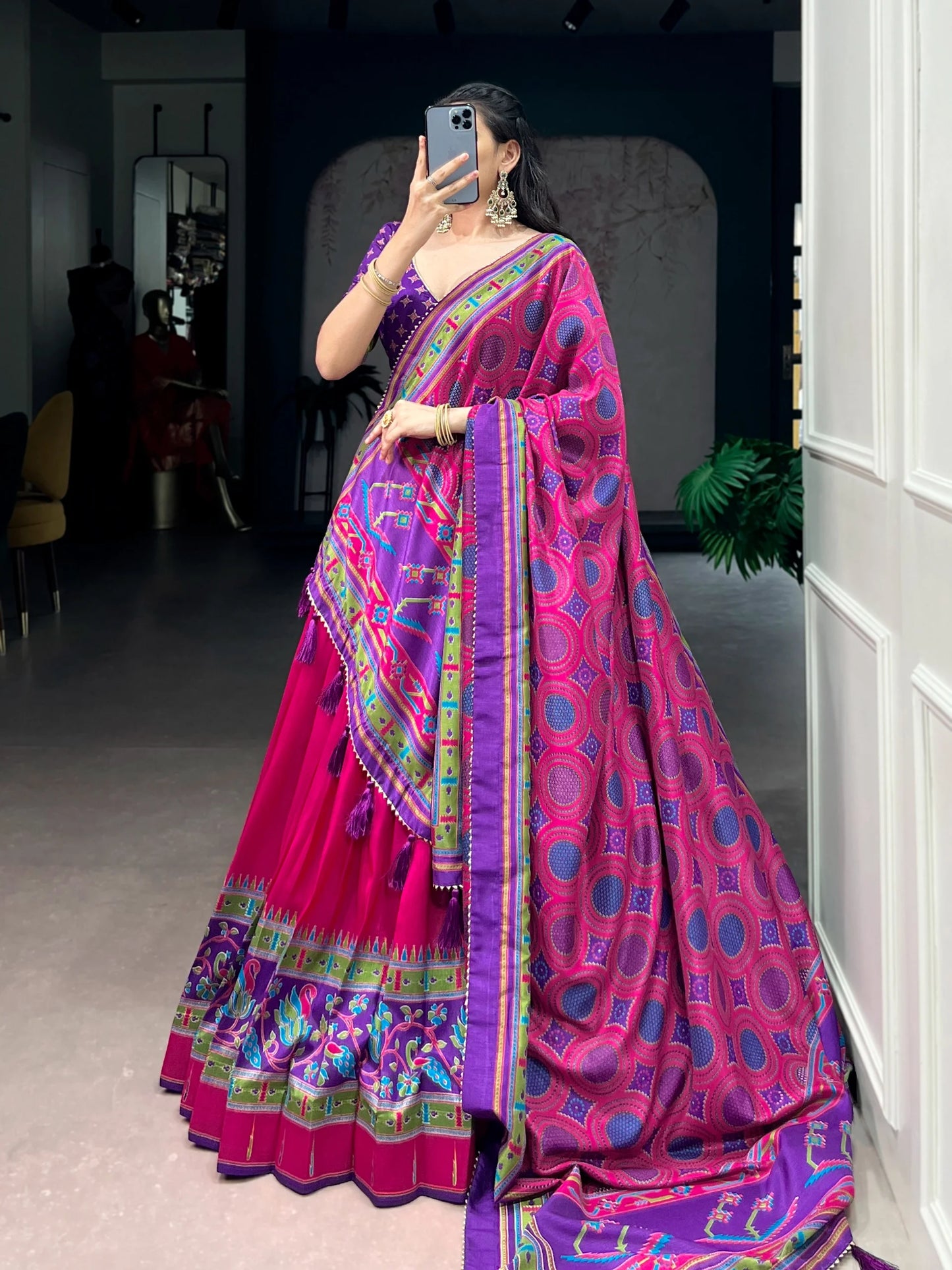 Elegant Tussar Silk Lehenga Choli Set