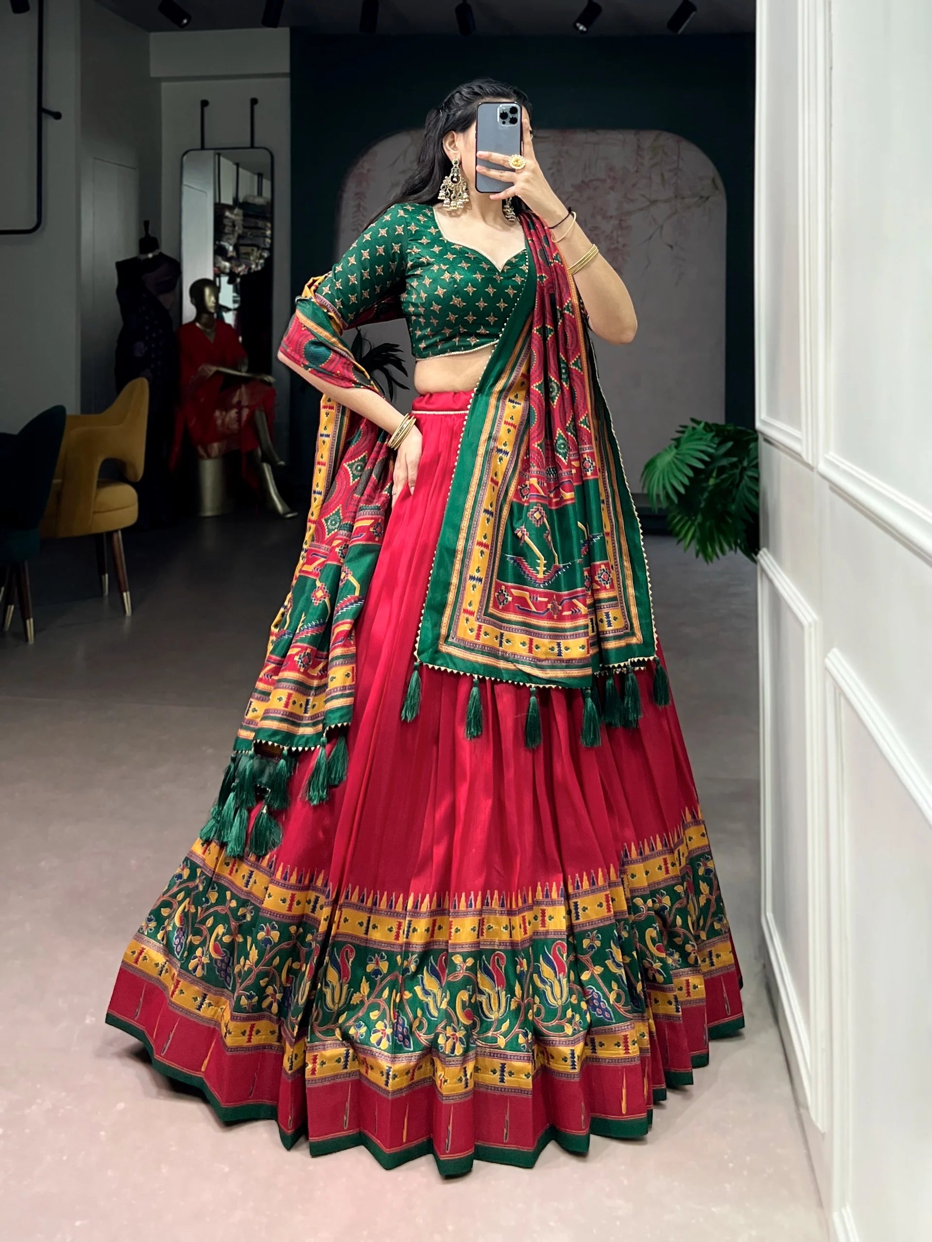 Elegant Tussar Silk Lehenga Choli Set