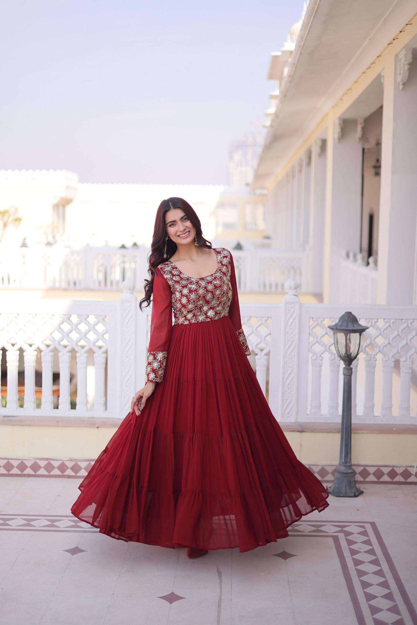 Desire Studio's Faux Blooming Georgette Layered Gown