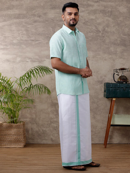 Ramraj's Cotton Rich Shirt with Matching Border Dhoti Set