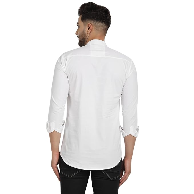 Majestic Man Men's Cotton Regular Fit Casual Kurta - Milky White