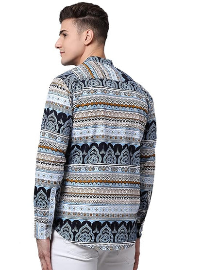 Majestic Man Men's Cotton Regular Fit Short Kurta - Multicolour