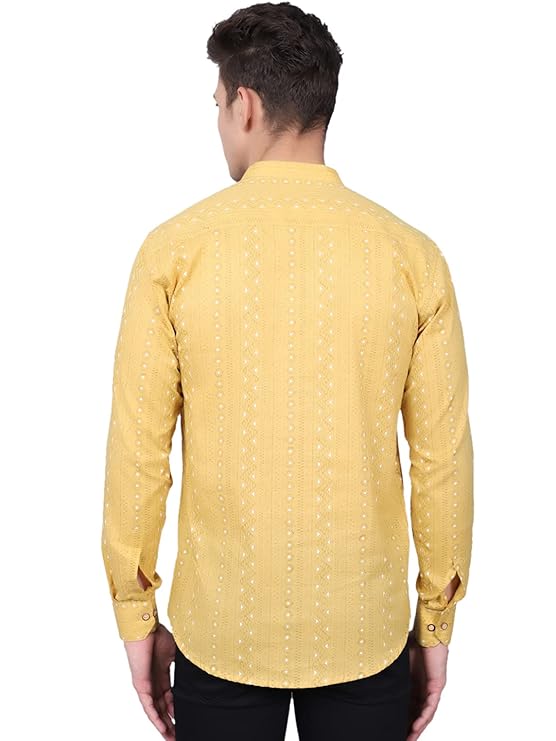 Majestic Man Men's Cotton Regular Fit Short Kurta - Yellow