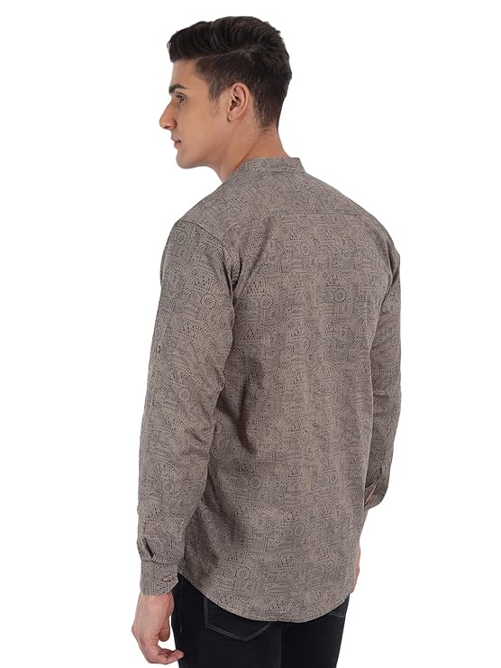 Majestic Man Men's Cotton Regular Fit Short Kurta - Brown