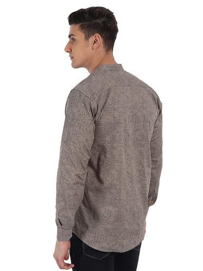 Majestic Man Men's Cotton Regular Fit Short Kurta - Brown