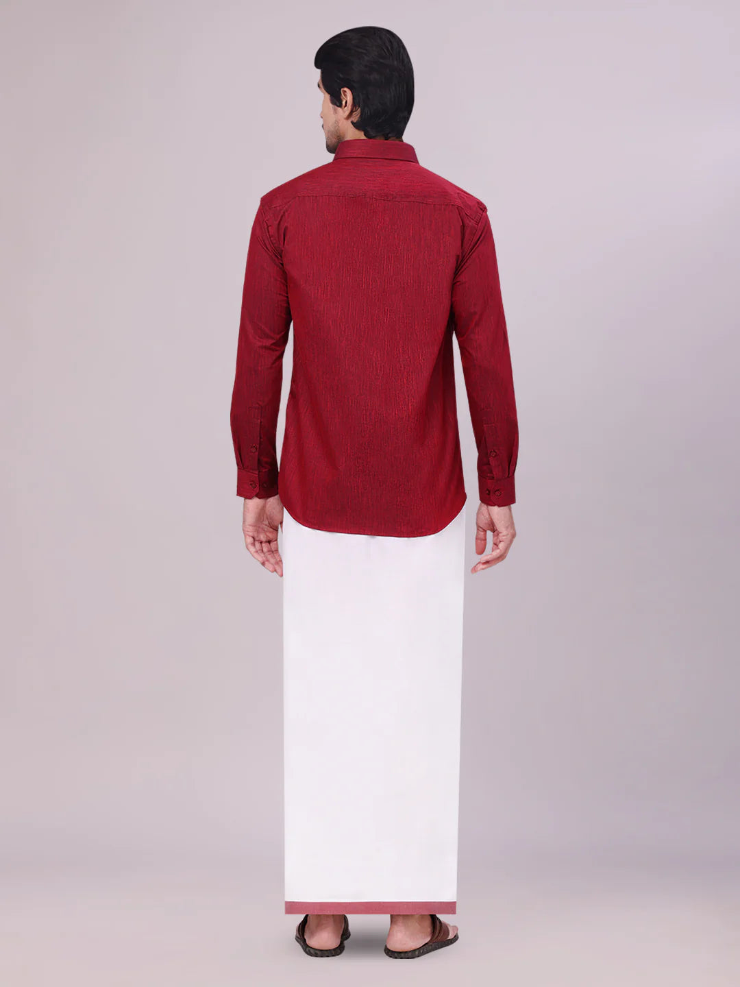 Minister White's Father & Son Cotton Shirt with Matching Border Dhoti Combo