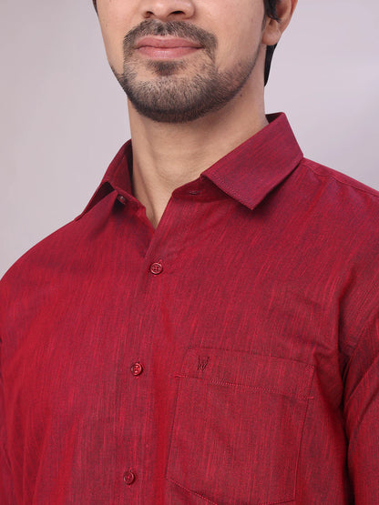 Minister White's Father & Son Cotton Shirt with Matching Border Dhoti Combo