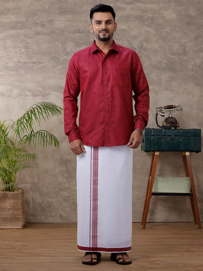 Ramraj's Cotton Rich Shirt with Matching Border Dhoti Set