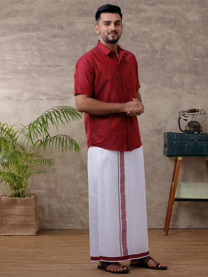 Ramraj's Cotton Rich Shirt with Matching Border Dhoti Set