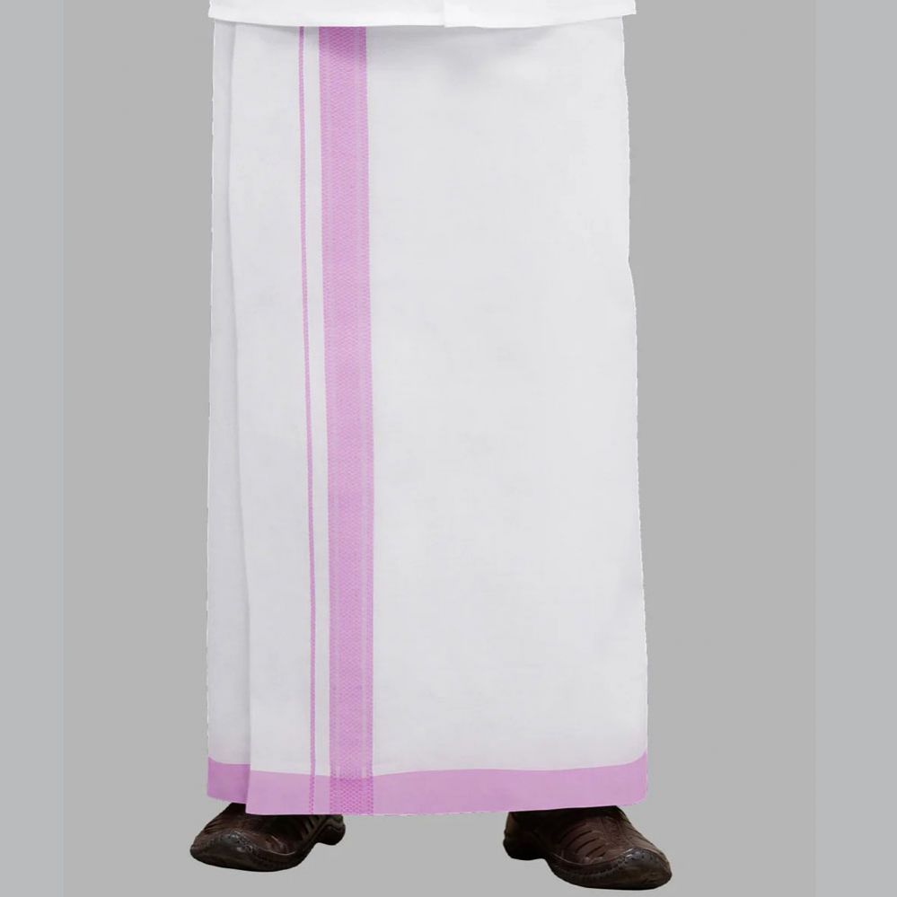 Ramraj's Men's Purple Adjustable Pocket Dhoti with Fancy Border