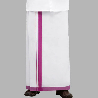 Ramraj's Men's Violet Adjustable Pocket Dhoti with Fancy Border