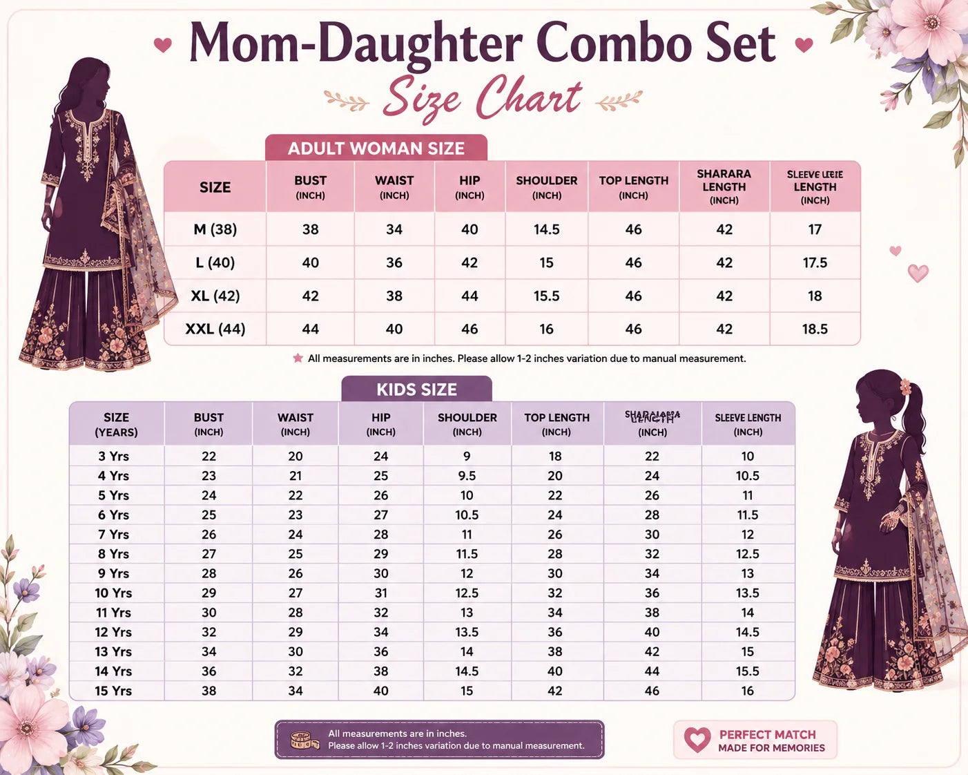 Omkar Creation's Mom–Daughter Matching Sharara Set