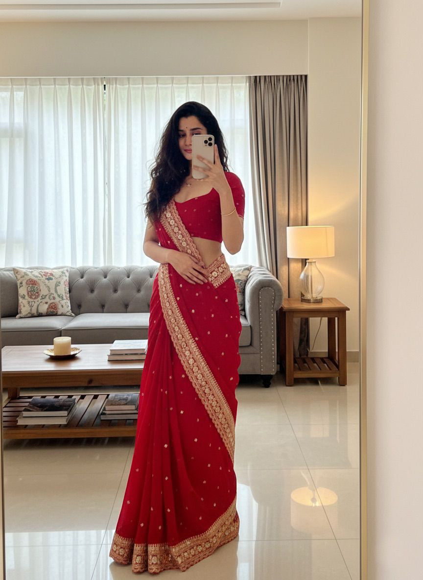 Desire Studio's Premium Designer Pure Georgette Sequins Saree