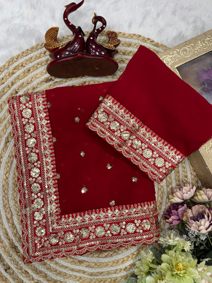 Desire Studio's Premium Designer Pure Georgette Sequins Saree