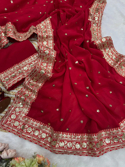 Desire Studio's Premium Designer Pure Georgette Sequins Saree