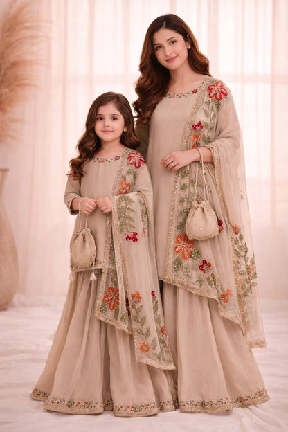 Omkar Creation's Mom–Daughter Matching Sharara Set