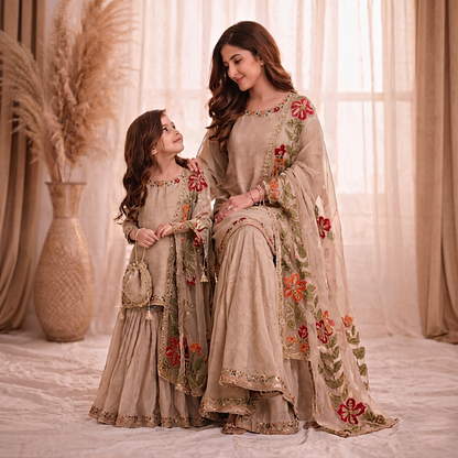 Omkar Creation's Mom–Daughter Matching Sharara Set