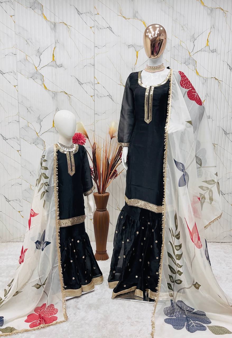 Omkar Creation's Mom–Daughter Matching Sharara Set