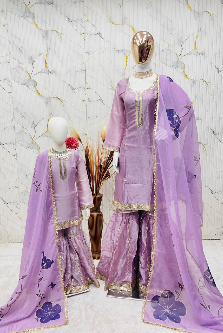 Omkar Creation's Mom–Daughter Matching Sharara Set