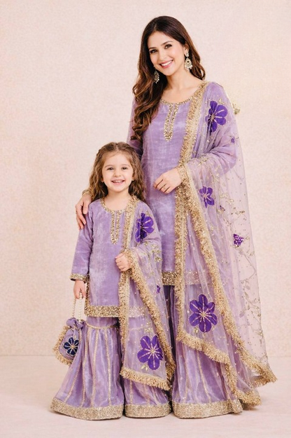Omkar Creation's Mom–Daughter Matching Sharara Set