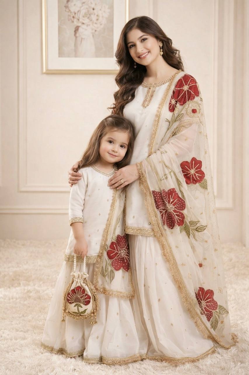 Omkar Creation's Mom–Daughter Matching Sharara Set