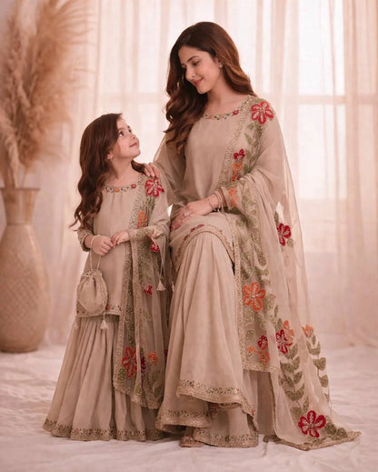 Omkar Creation's Mom–Daughter Matching Sharara Set