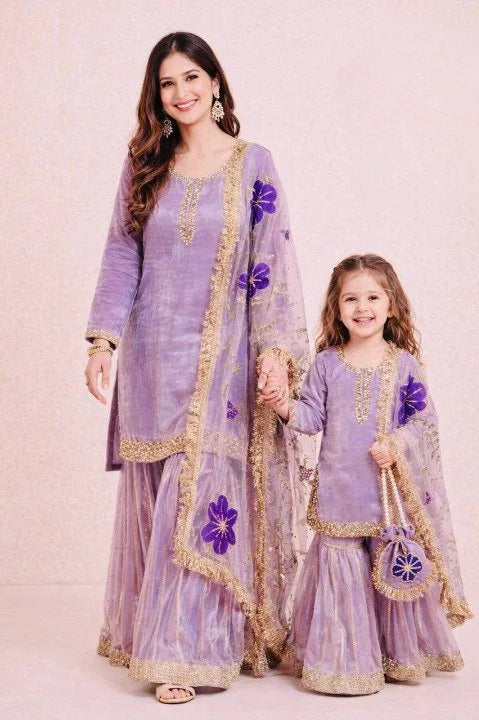 Omkar Creation's Mom–Daughter Matching Sharara Set