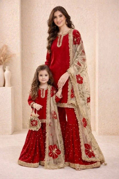 Omkar Creation's Mom–Daughter Matching Sharara Set
