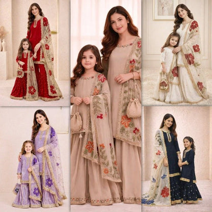 Omkar Creation's Mom–Daughter Matching Sharara Set