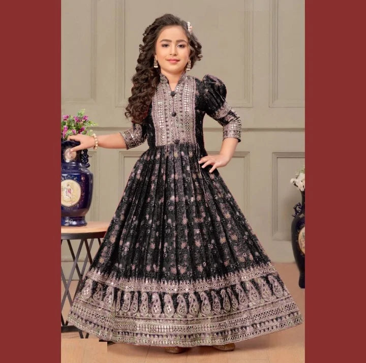 Omkar Creation's Chinon Silk Gown Set