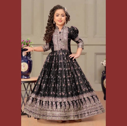 Omkar Creation's Chinon Silk Gown Set
