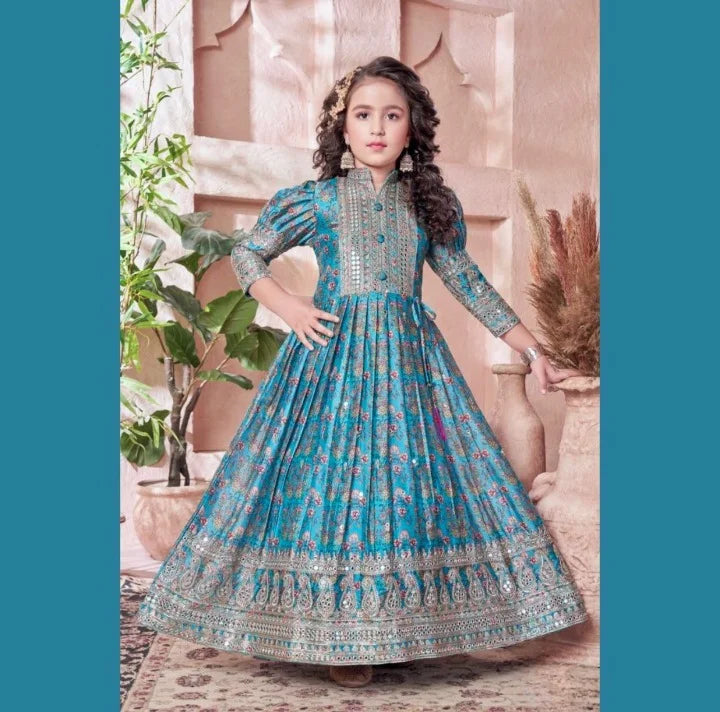 Omkar Creation's Chinon Silk Gown Set