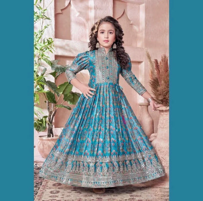 Omkar Creation's Chinon Silk Gown Set
