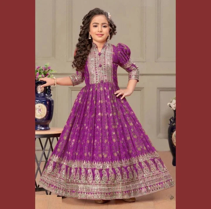 Omkar Creation's Chinon Silk Gown Set