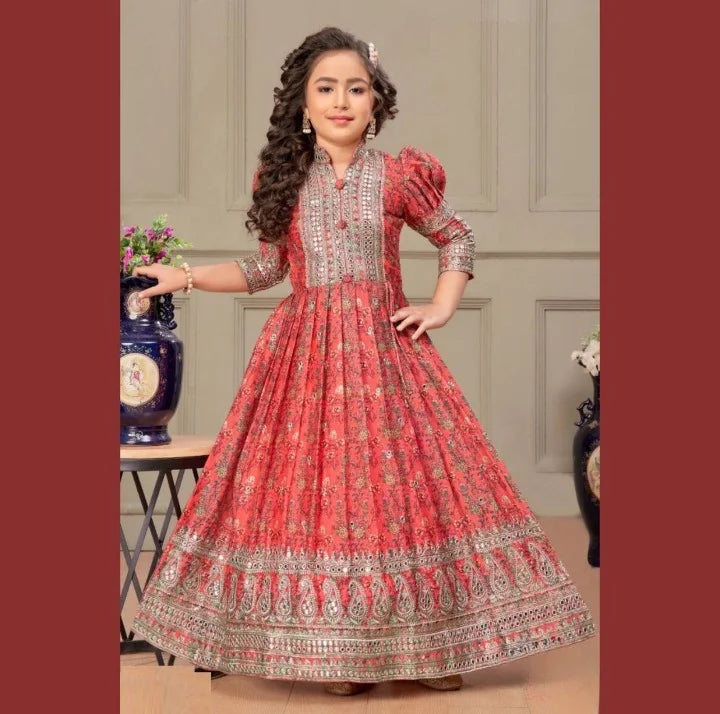 Omkar Creation's Chinon Silk Gown Set
