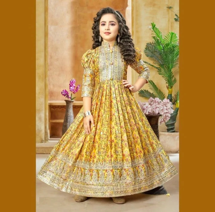 Omkar Creation's Chinon Silk Gown Set