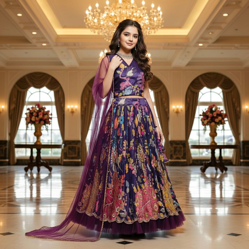 Omkar Creation's Girls Ready-to-Wear Lehenga Choli Set