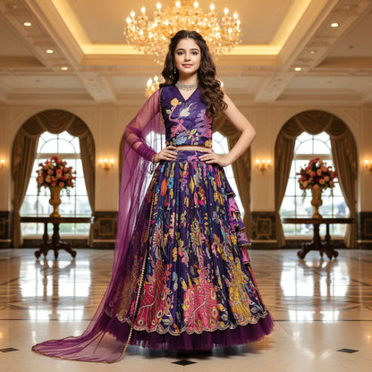 Omkar Creation's Girls Ready-to-Wear Lehenga Choli Set