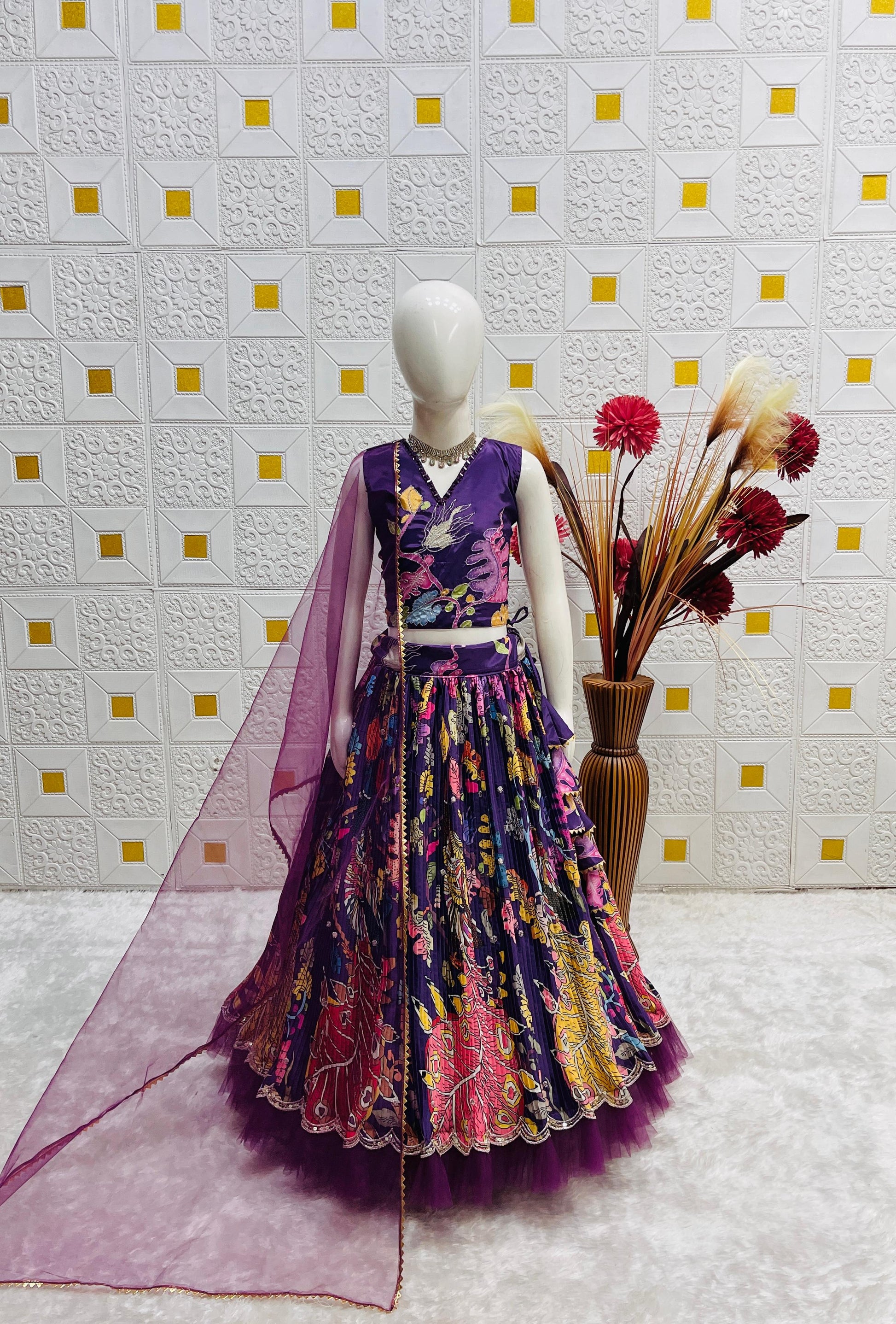 Omkar Creation's Girls Ready-to-Wear Lehenga Choli Set