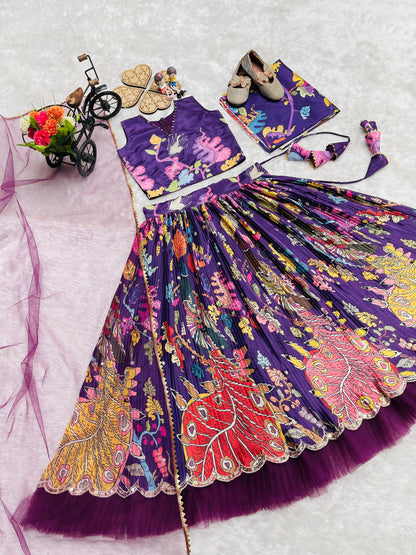 Omkar Creation's Girls Ready-to-Wear Lehenga Choli Set