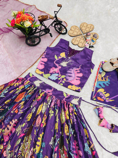 Omkar Creation's Girls Ready-to-Wear Lehenga Choli Set