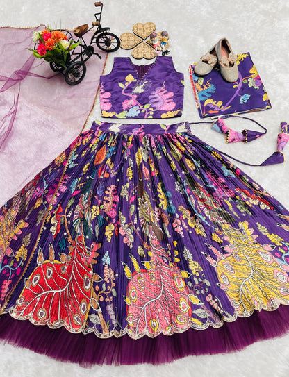 Omkar Creation's Girls Ready-to-Wear Lehenga Choli Set