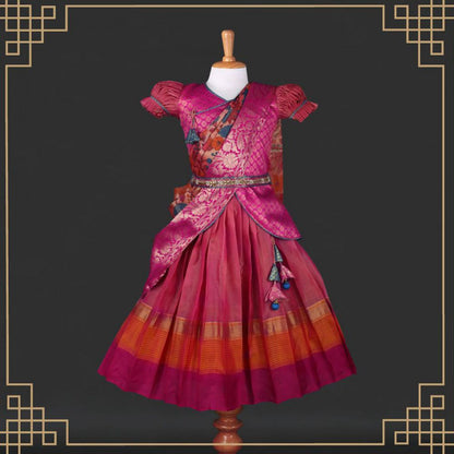 Varnatari's Onion Pink And Pink Lehenga Set