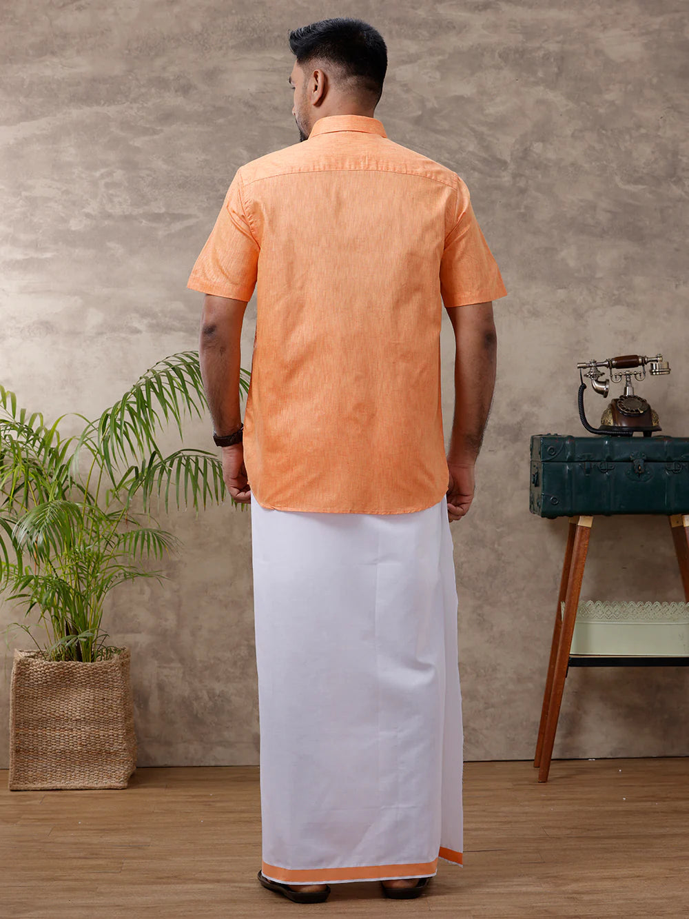 Ramraj's Cotton Rich Shirt with Matching Border Dhoti Set