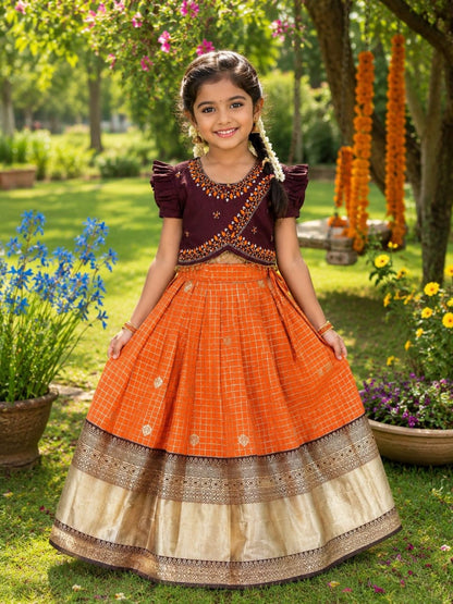 RKT Fashion's Pattu Pavadai Satya butta silk Set