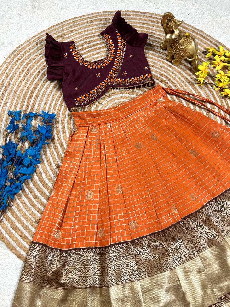 RKT Fashion's Pattu Pavadai Satya butta silk Set